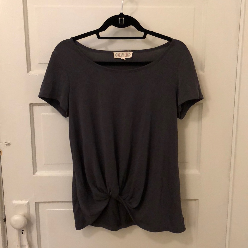 Large dark grey knotted loose t-shirt